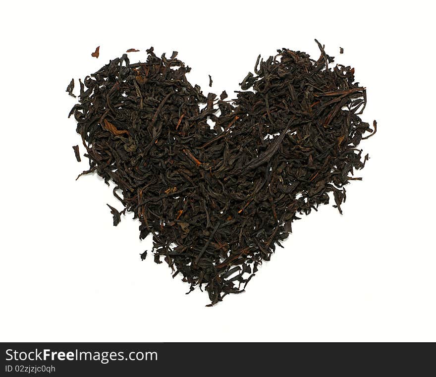 Tea heart isolated on the white background