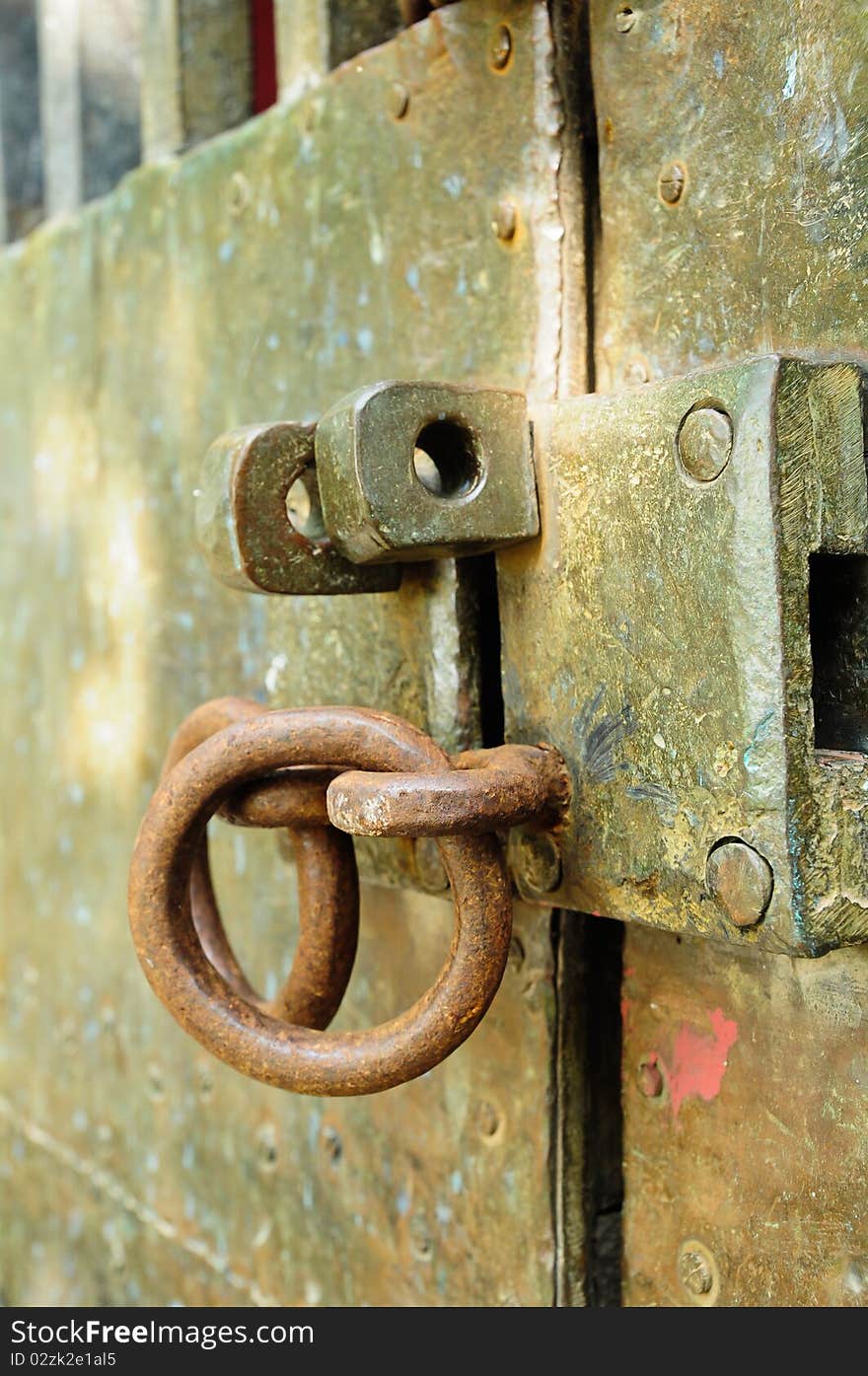 Unlock on an old door at vietnam