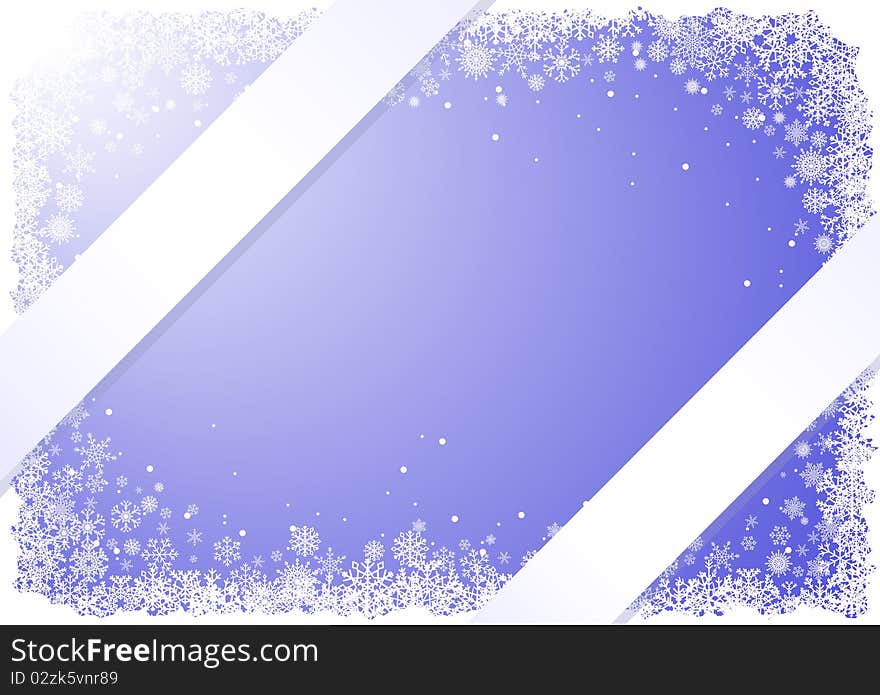 Blue winter frame with snowflakes