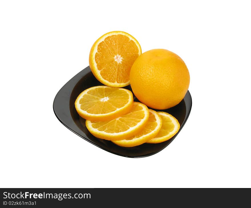 Set of fruits on a dish. Isolated on white. Set of fruits on a dish. Isolated on white.