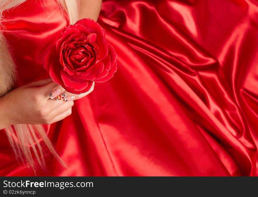 Beauty girl with rose. studio shot