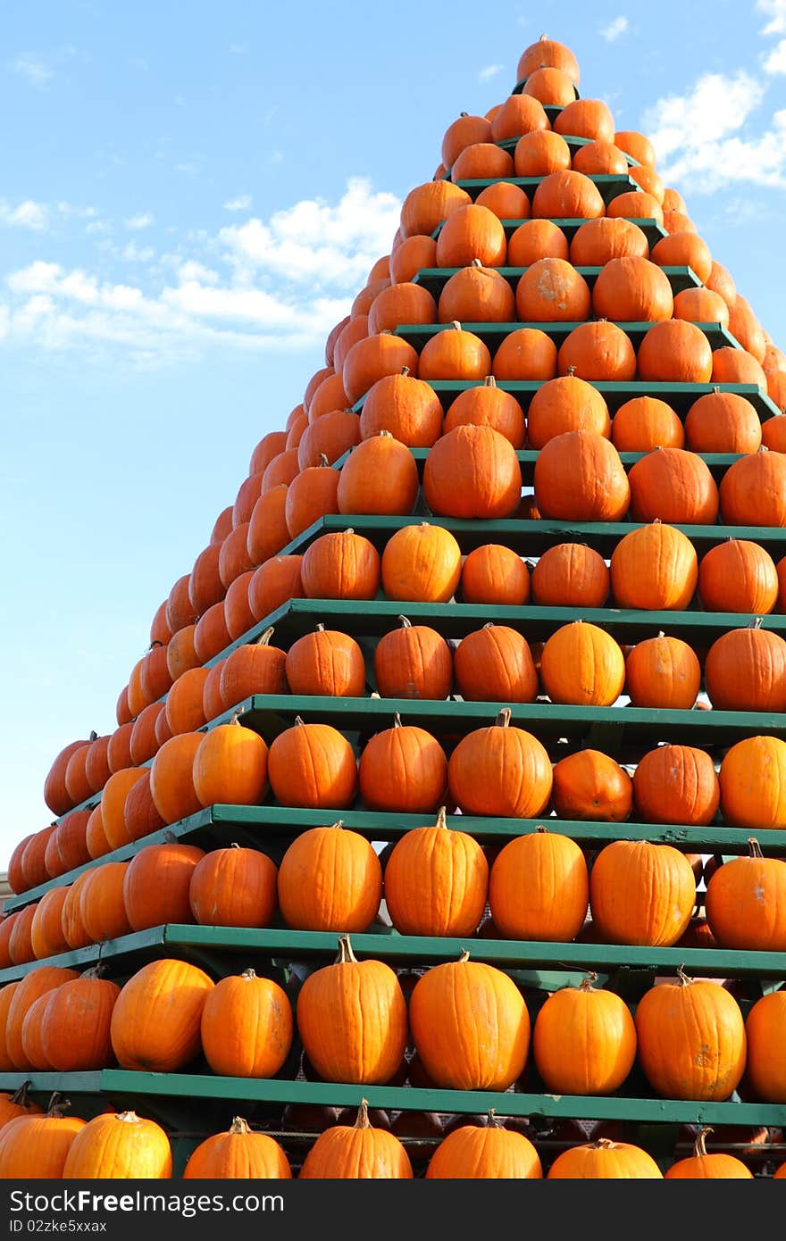 Beautiful pyramid made of pumpkins for autumn holidays. Beautiful pyramid made of pumpkins for autumn holidays