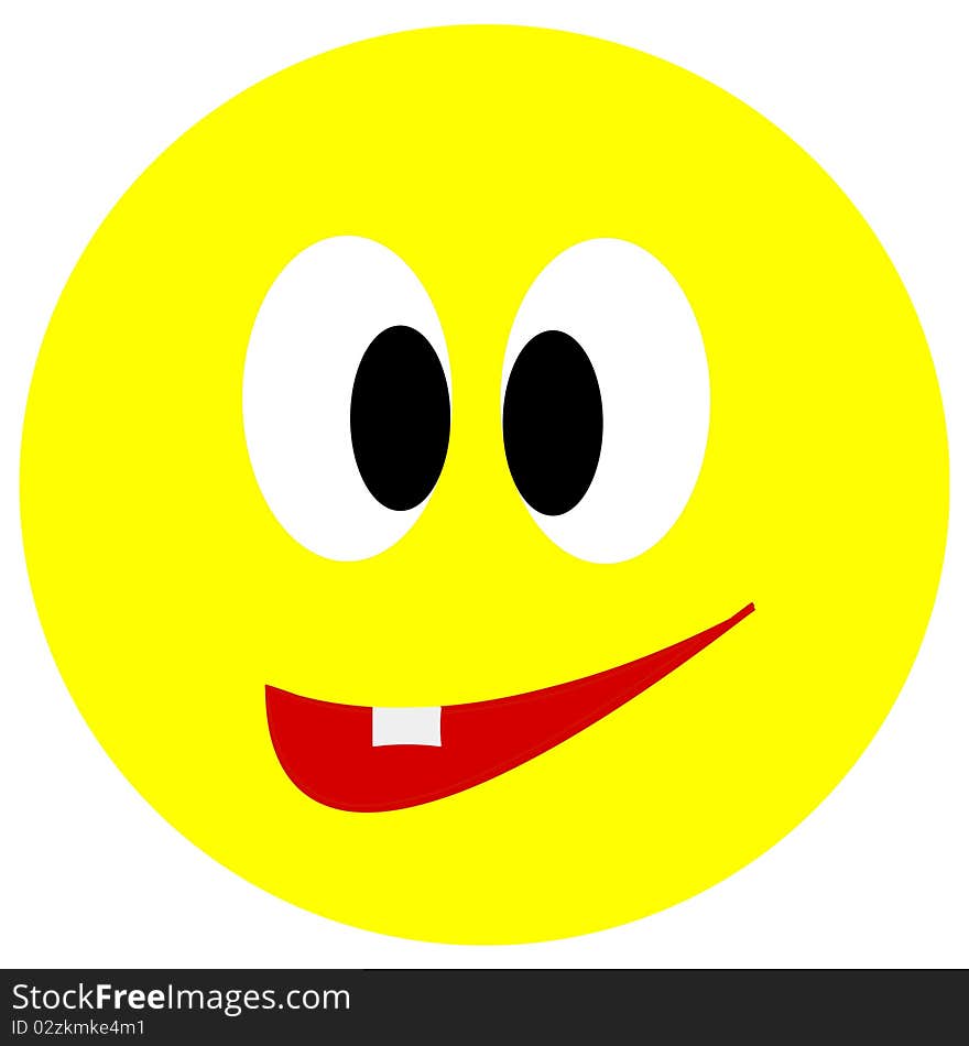 A yellow smiley is laughing. A yellow smiley is laughing