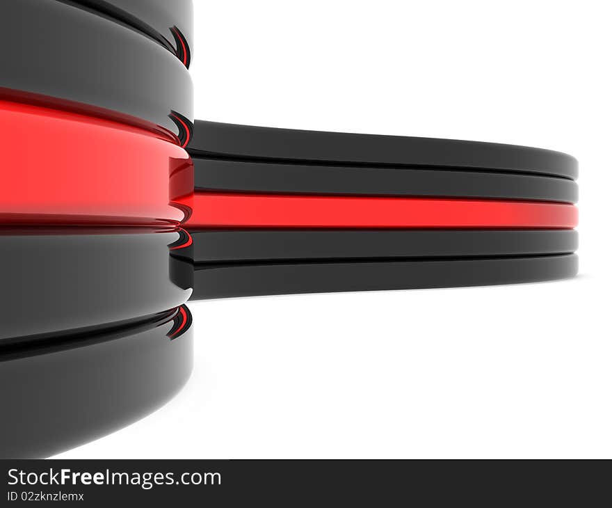 Smooth stinny wall in glossy red and black. Smooth stinny wall in glossy red and black