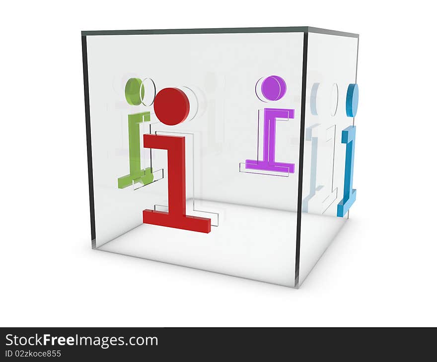 Glass info box that has four i cuts. Glass info box that has four i cuts