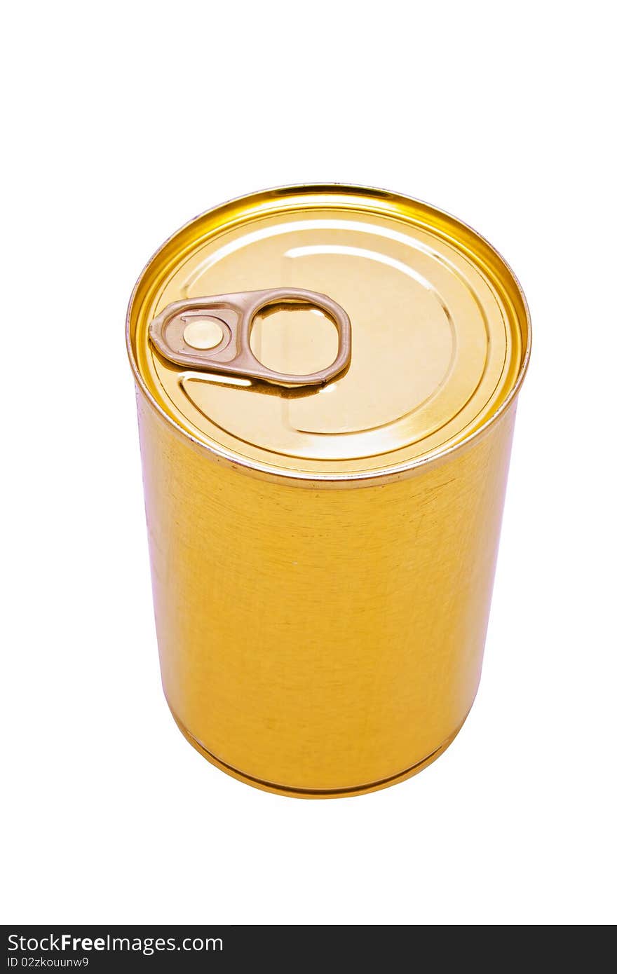 Yellow can isolated on the white