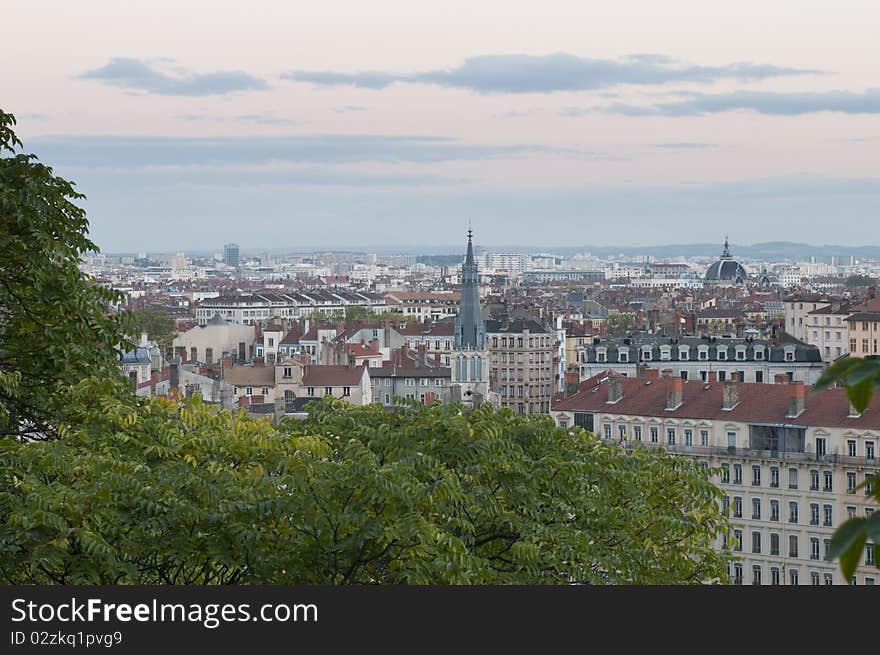 Overlooking the city center of Lyon. Overlooking the city center of Lyon.