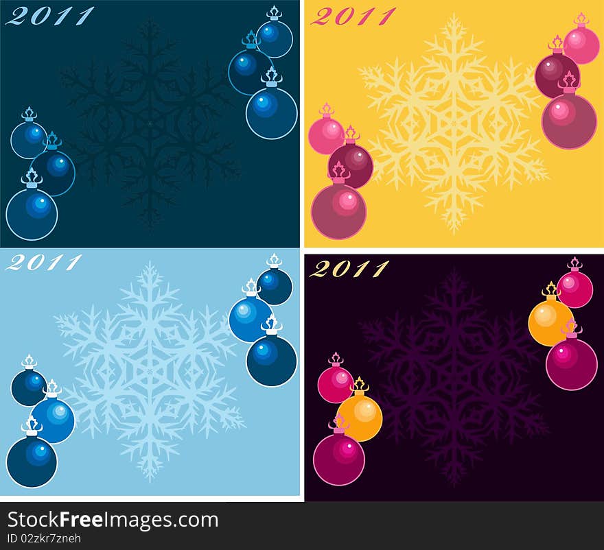 Postcard for Christmas with Christmas tree balls. Postcard for Christmas with Christmas tree balls