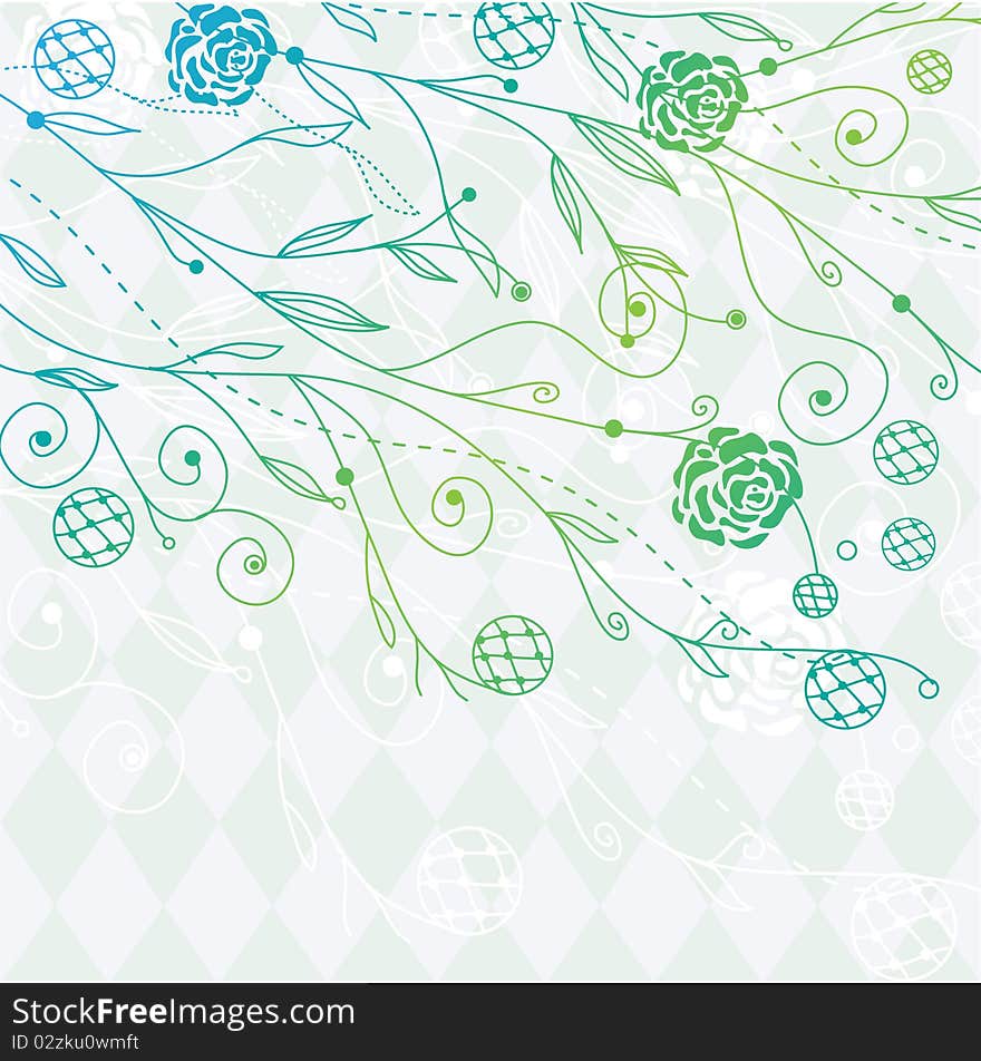 Abstract dark floral background with small lights