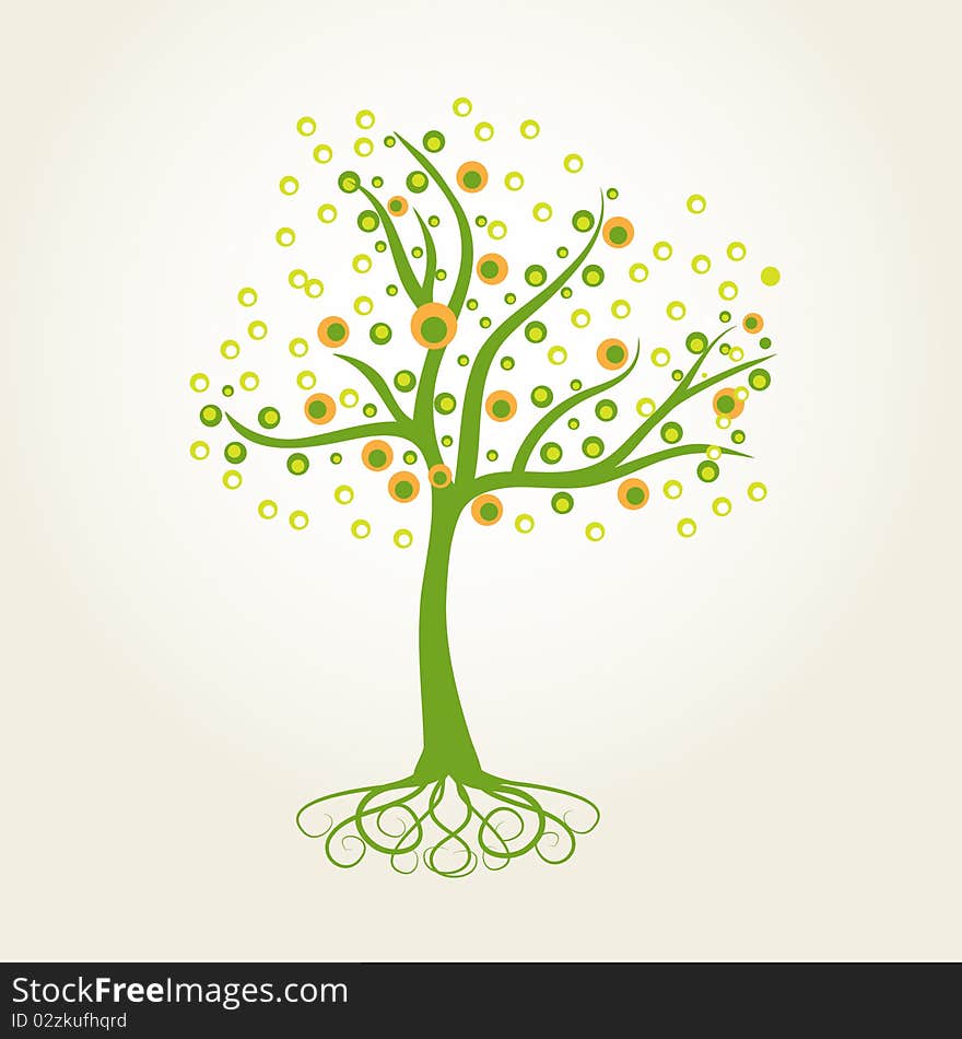 Abstract vector tree wallpaper, woodland.