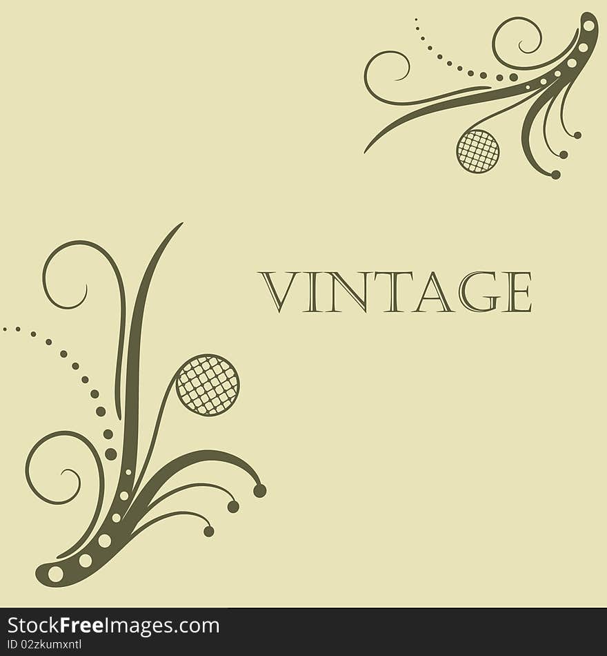 Vintage background with abstract gold flower