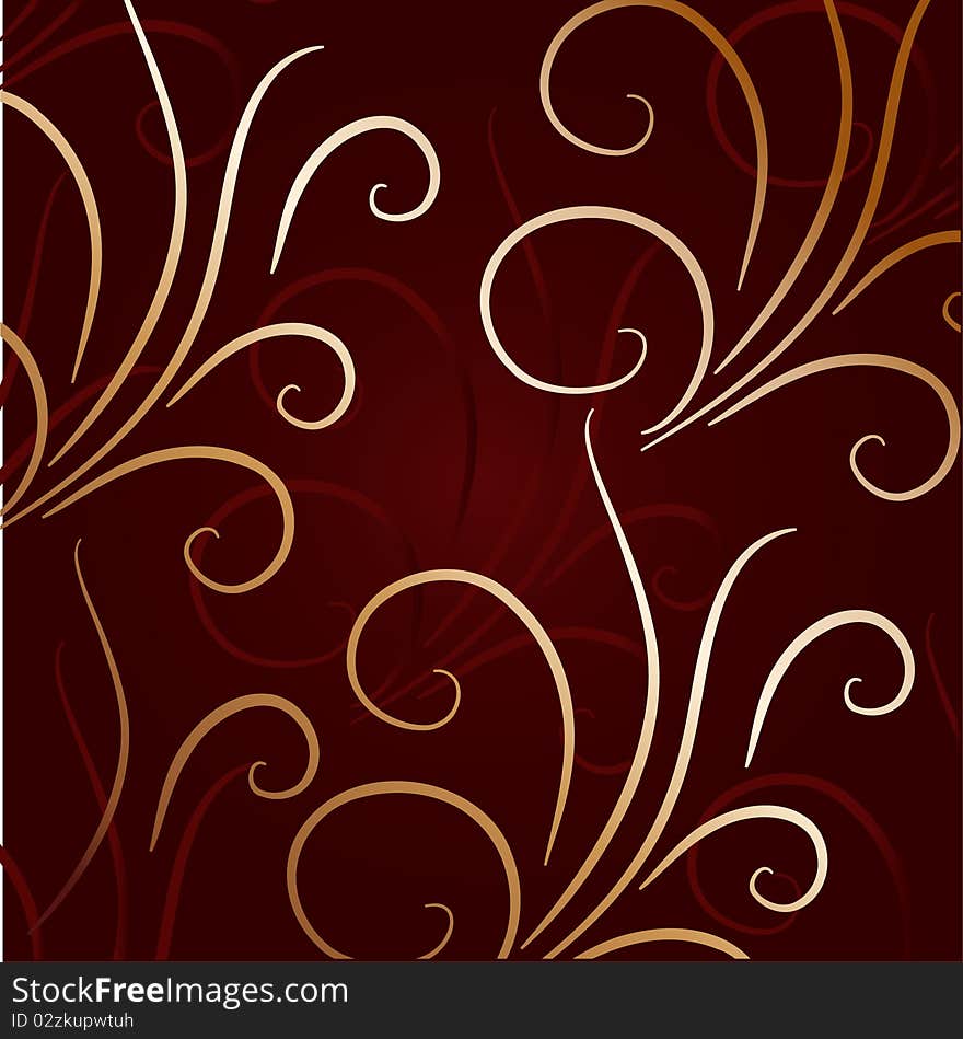 Vintage background with abstract gold flower