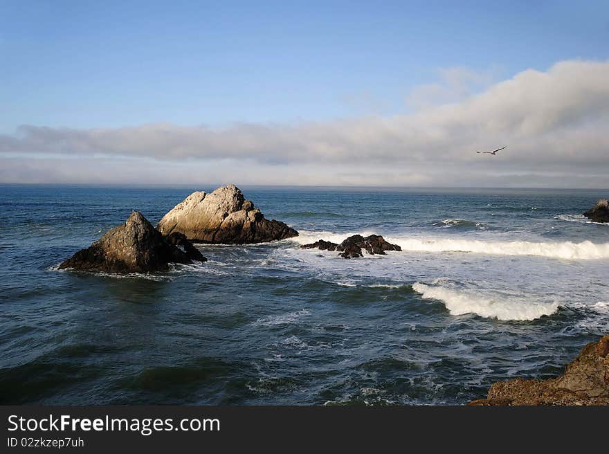 A rocky ocean beach at San Francisco. A rocky ocean beach at San Francisco.