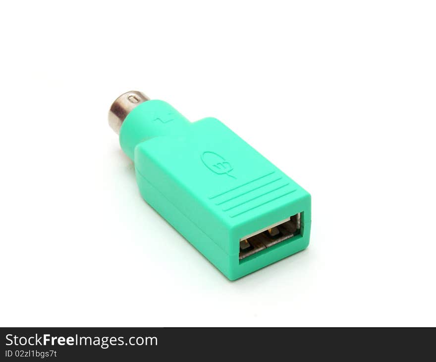 Adapter for a computer mouse of green color on a white background