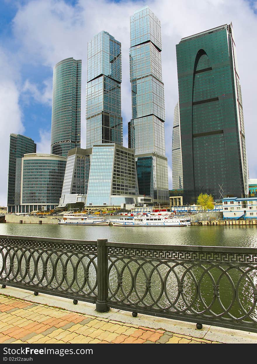 The image of skyscrapers under the white background