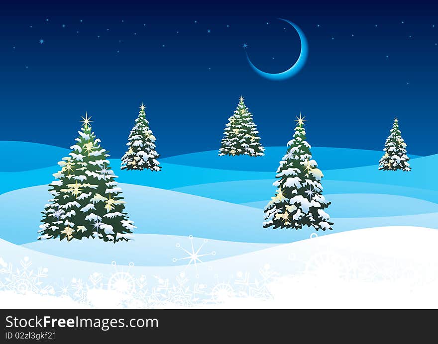 Christmas background with sphere and tree, element for design, illustration