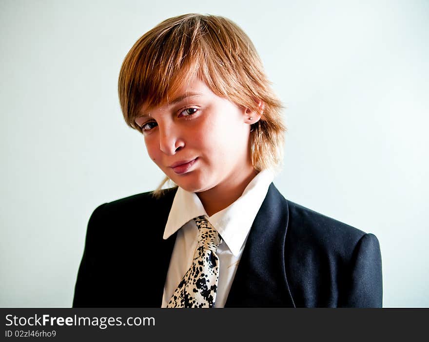 Portrait of a boy wearing jacket and bow tie. Portrait of a boy wearing jacket and bow tie.