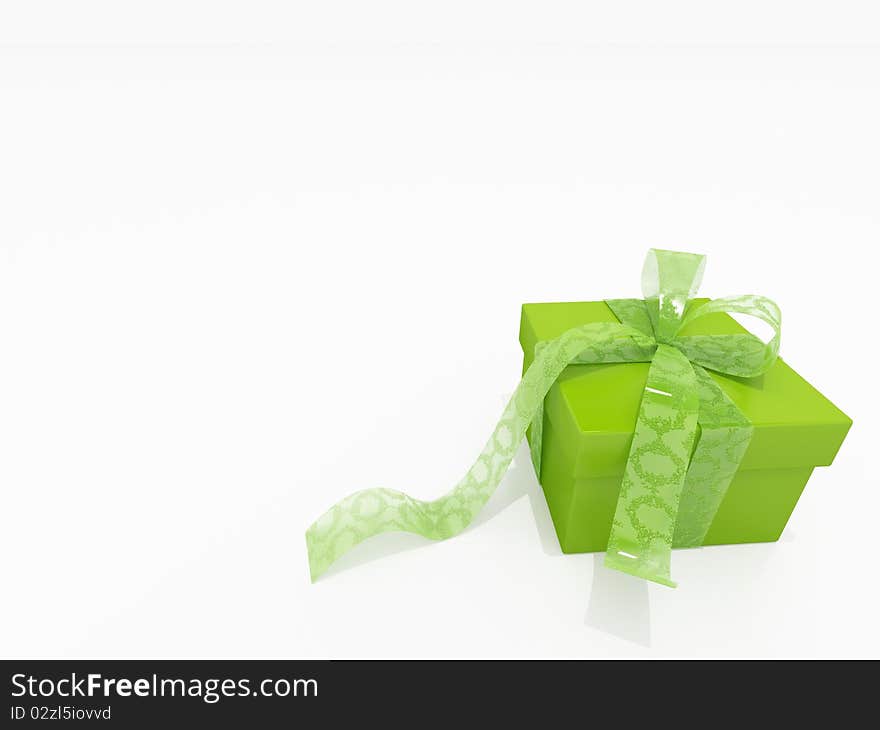 Green box with present on white background.