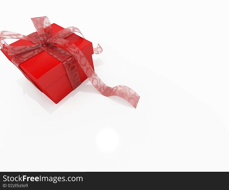 Red box with present on white background.