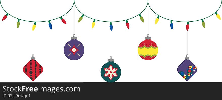 Vector illustration: Christmas Lighting and Decorations.
Can be used as boarder