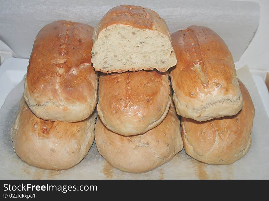 Many freshly home baked breads