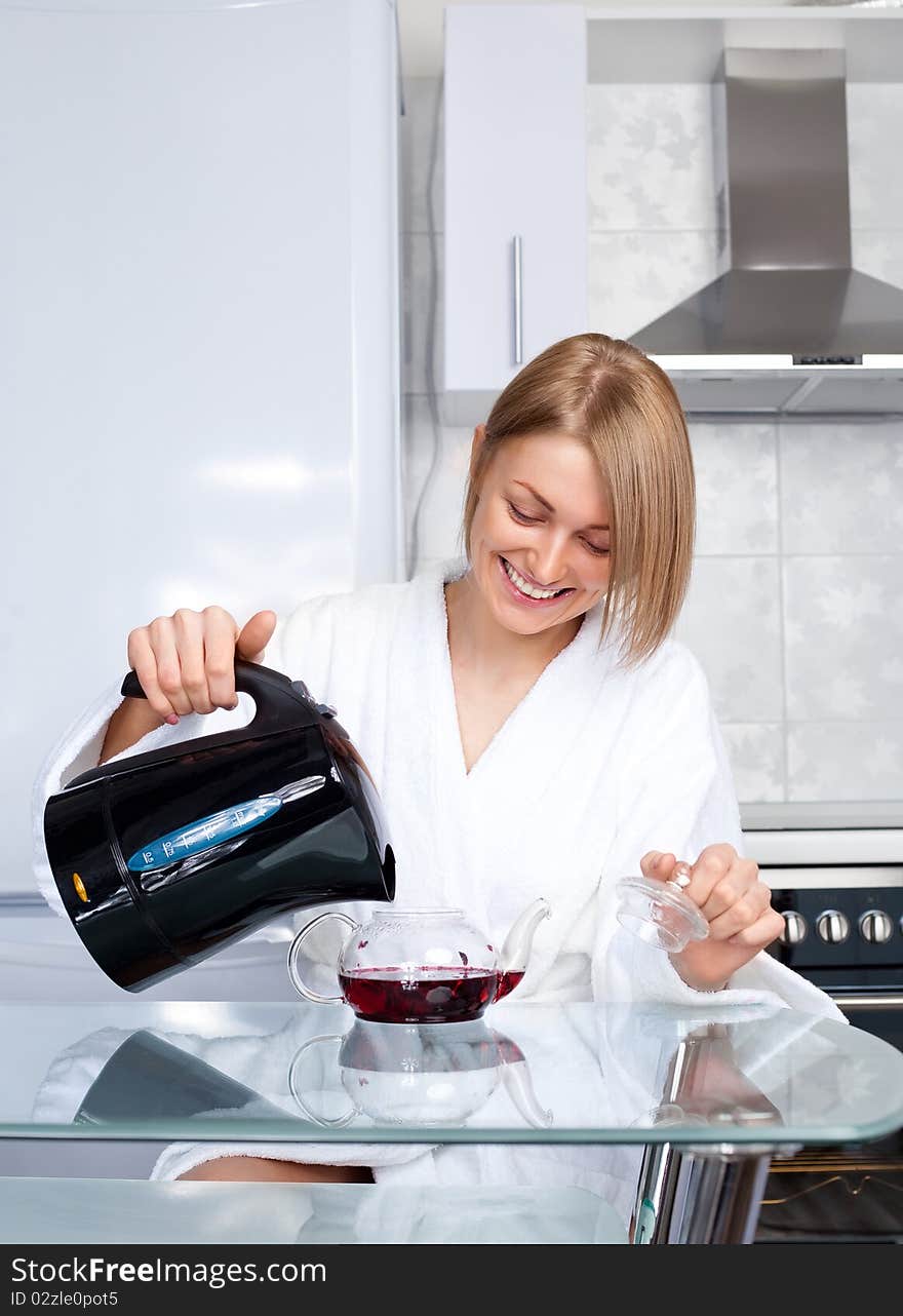 Woman drinking tea