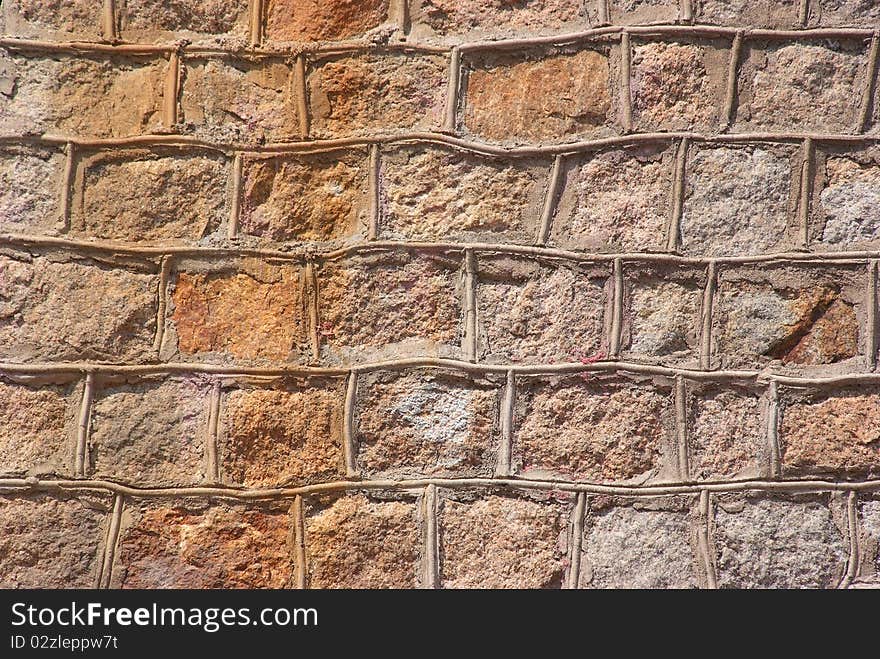 Stone wall texture。Rough surface。