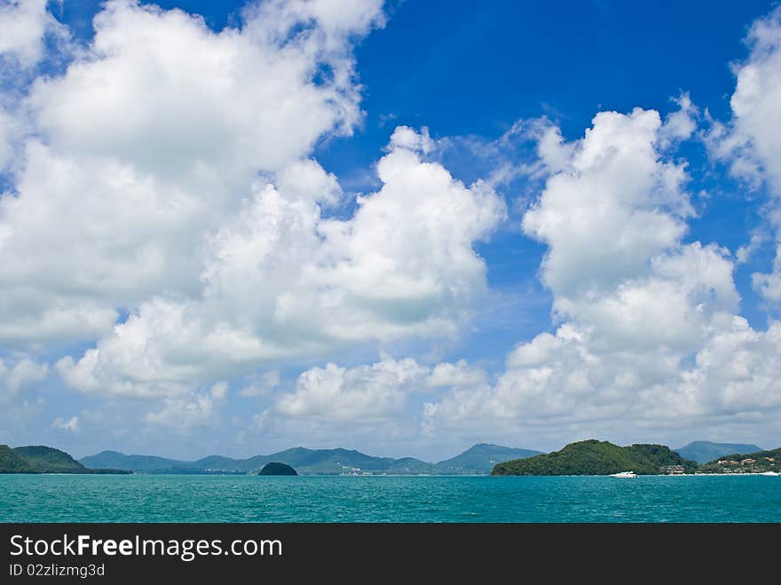 Sea and beautiful blue sky with clouds. Sea and beautiful blue sky with clouds