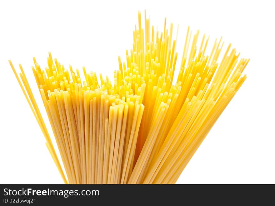 A bunch of spaghetti on white background