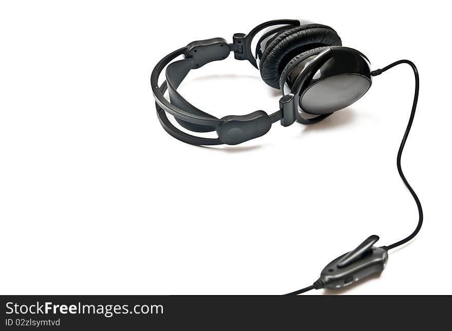 Black headphones isolated on white background