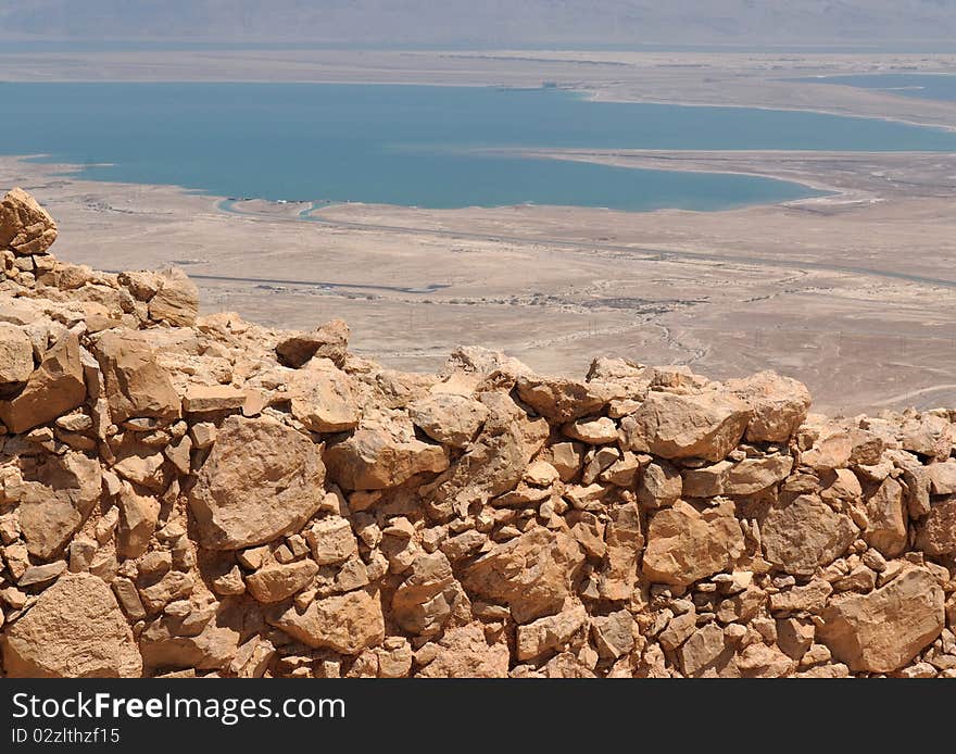 Wall Of Ancient Fortress In The Desert