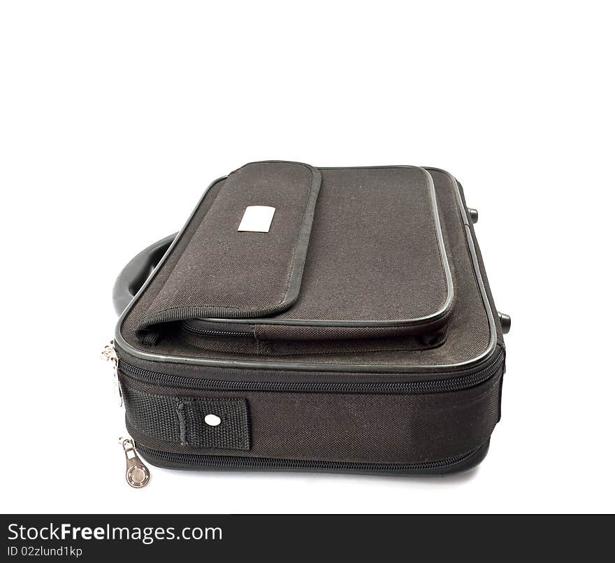 Black suitcase on a white background