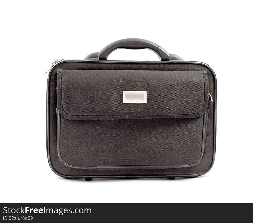 Black suitcase on a white background