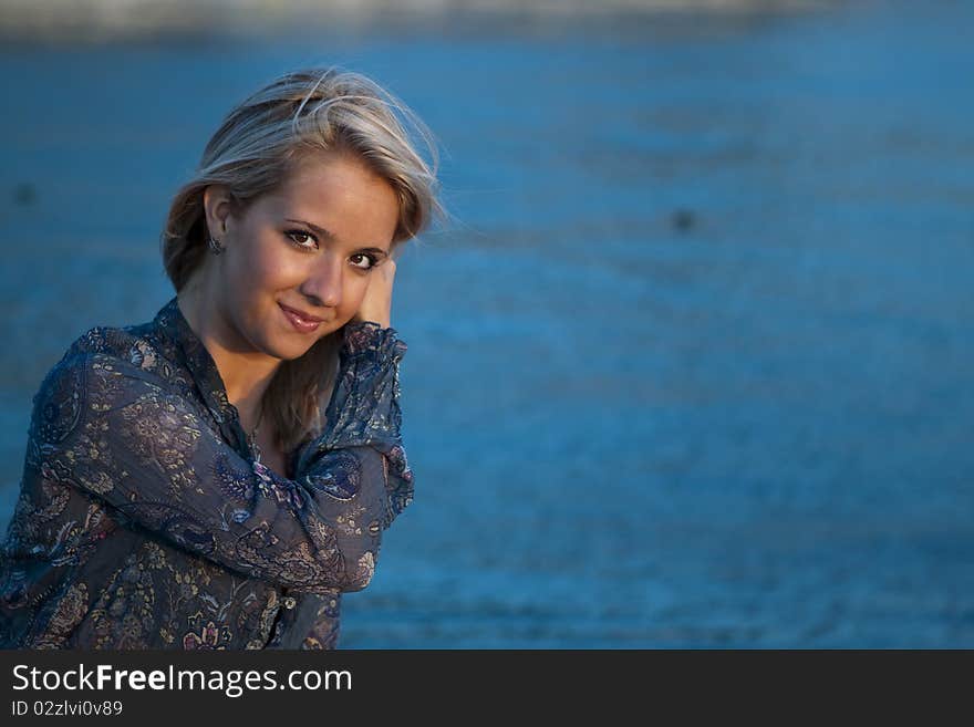 Nice blonde by the sea. Nice blonde by the sea