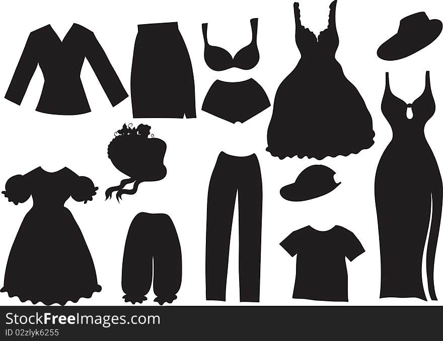 Silhouettes of women clothes