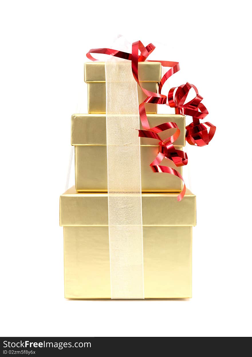 Christmas presents isolated against a white background