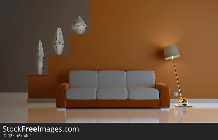 A modern 3d interior composition