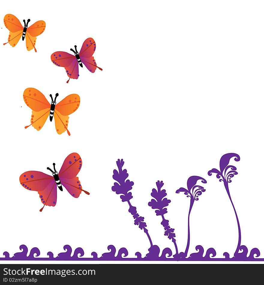 Butterfly wallpaper that design with four butterfly flying on the sky