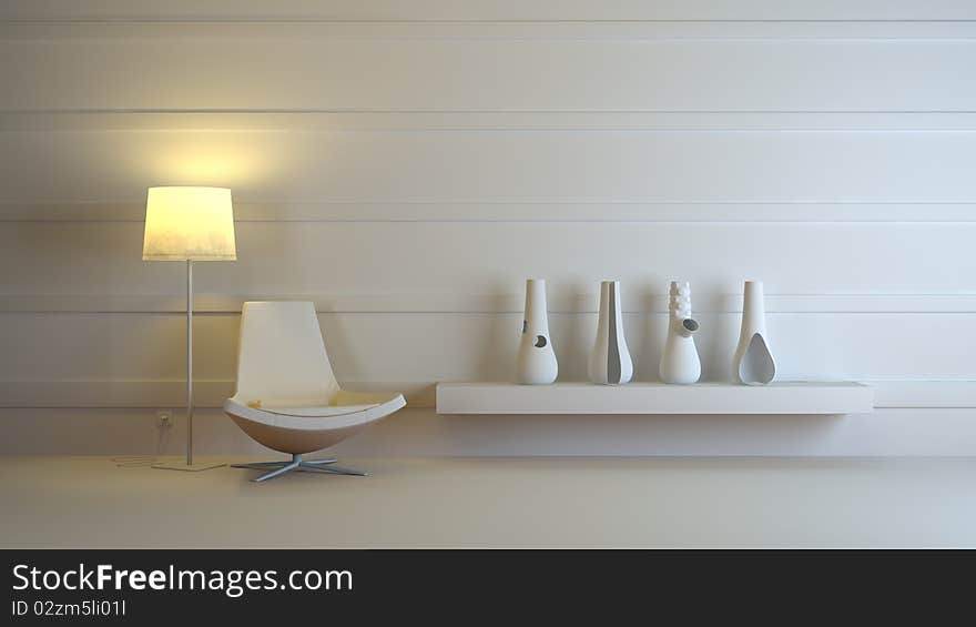 A gray 3d interior composition. A gray 3d interior composition