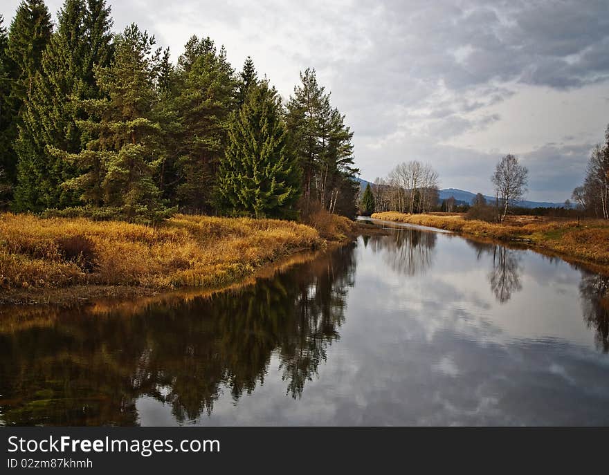 Fall time in national park with river