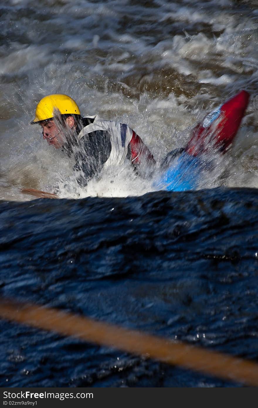 Competition of kayak whitewater freestyle, Russia, Akulovka