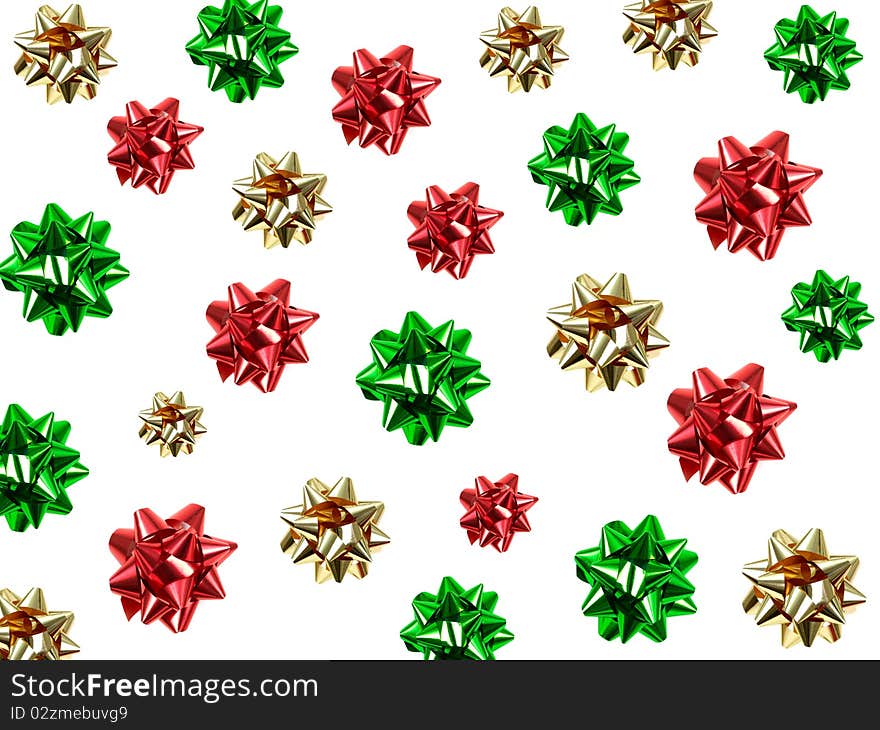 Gift wrapping bows isolated against a white background