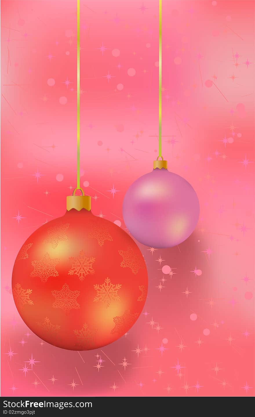 Red christmas background with balls