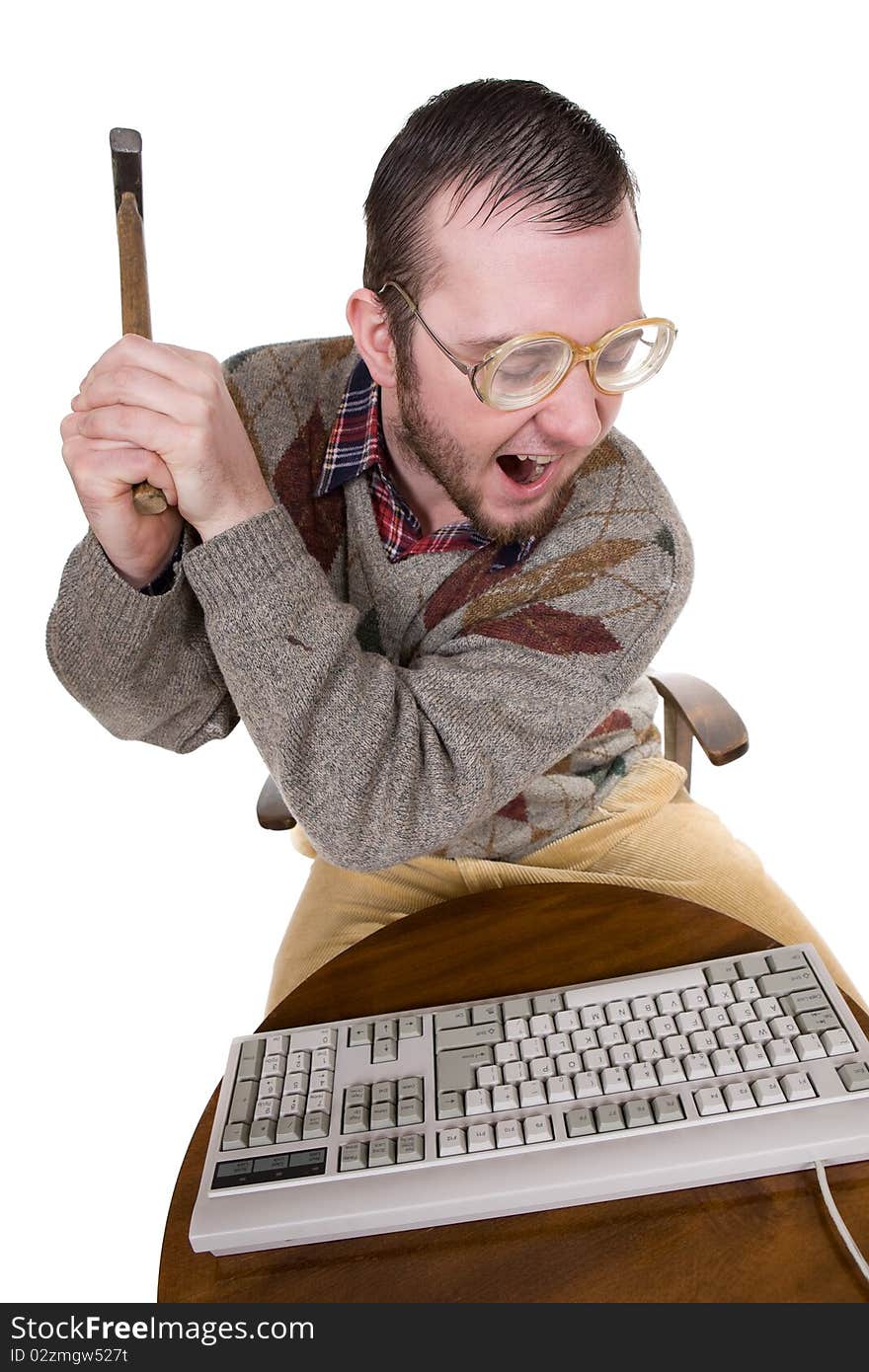 Young silly man over white background. Young silly man over white background