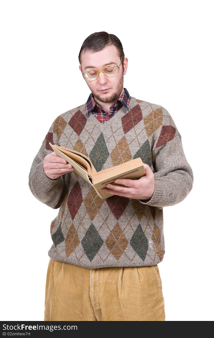 Young silly man over white background. Young silly man over white background