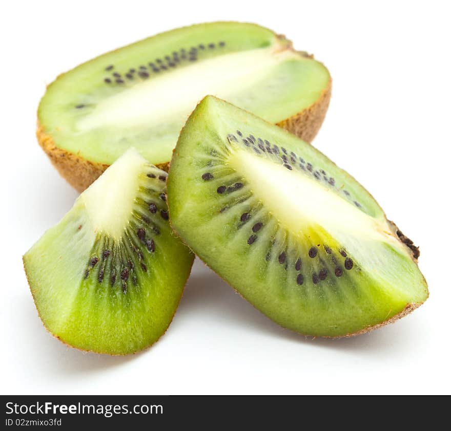 Fresh piece kiwi fruit isolated on white background