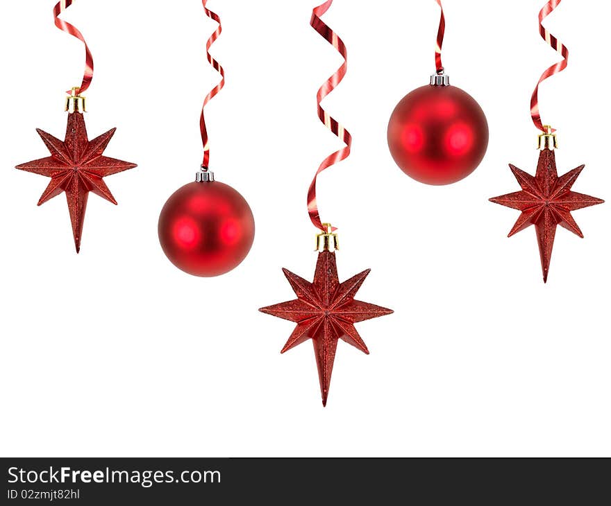 Christmas decorations isolated against a white background