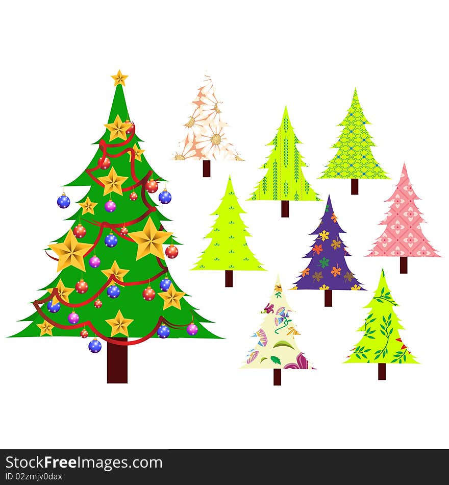 A illustration set of christmas trees. A illustration set of christmas trees