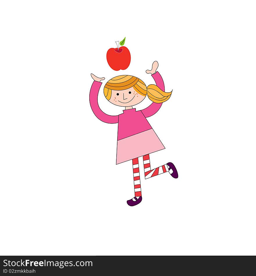 Girl palying with apple