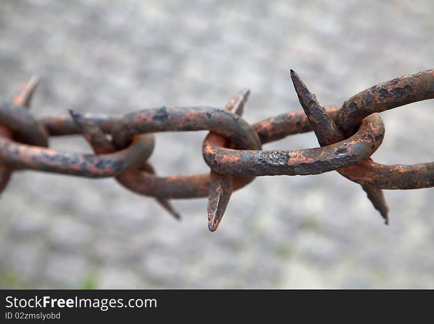 Close up of rusted spiked iron railings. Close up of rusted spiked iron railings